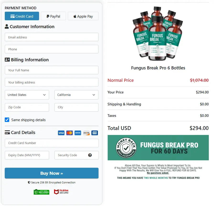 Fungus Break Pro™ Checkout Page